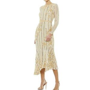 Mac Duggal Embellished Asymmetrical Long Sleeve Formal Dress Sz 18 NWT